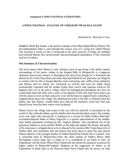 Coolie Mulk Raj Anand Pdf
